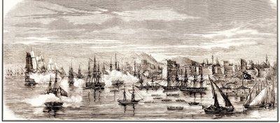 A szinopi csata 1853. november 30-án, a XIX. század közepén. alkotó: Unbekannt