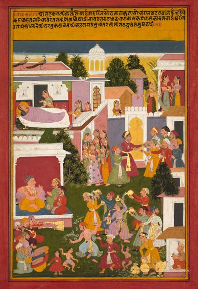 Krishna születése, Surdas of Sursagarból, c. 1700. alkotó: Unbekannt