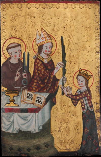 Az assisi püspök pálmát ajándékoz Szent Klárának, kb. 1360. alkotó: Unbekannt