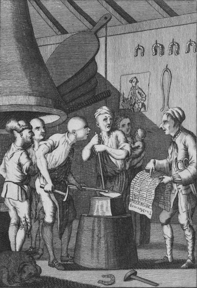 A Kovács hagyja kihűlni a vasát a Taylors News, 1772-ben alkotó: Unbekannt