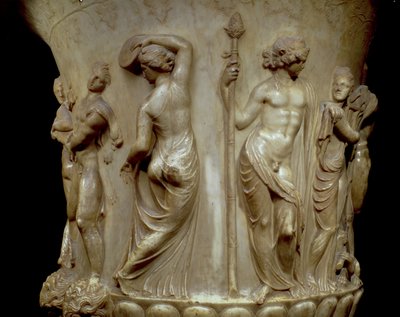 A Borghese-kráter vagy váza, Dionüszoszt és menádjait ábrázoló domborműrészlet, görög, neoattika, Kr.e. 2. század vége (márvány) alkotó: Unbekannt