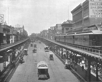 A Bowery észak felé néz, New York, USA, 1900. alkotó: Unbekannt
