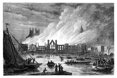 The Burning of the Houses of the Parliament, London, 1834 c1895 alkotó: Unbekannt