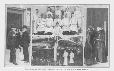 Az elveszett Titanic séfjei és a White Star irodáinak látogatói, 1912. április 20. alkotó: Unbekannt