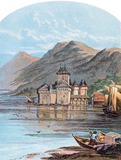 Chillon kastély, Genfi-tó, Svájc, 1864 alkotó: Unbekannt