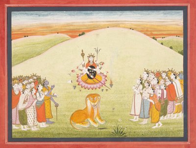 Durga teremtése: Oldal egy szétszórt Markandeya Puránából..., kb. 1810-20. alkotó: Unbekannt