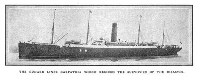 A katasztrófa túlélőit megmentő Cunard Carpathia 1912. április 20-án. alkotó: Unbekannt