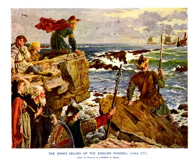 A dánok felhajóznak a La Manche csatornán, i.sz. 877, 19. század alkotó: Unbekannt