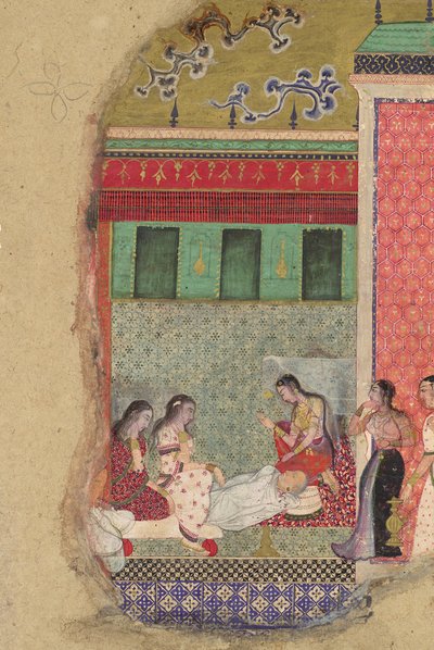 Dasharatha király halála, Ráma atyja, Folio egy Rámájánából, kb. 1605. alkotó: Unbekannt
