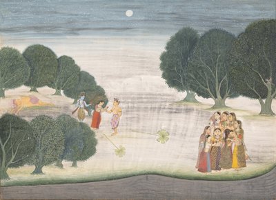 Az óriás Shankachura halála: Oldal egy szétszórt Bhagavata Puránából...1680-90. alkotó: Unbekannt