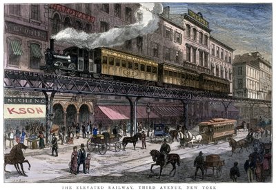 The Elevated Railway, Third Avenue, New York, 1879 alkotó: Unbekannt