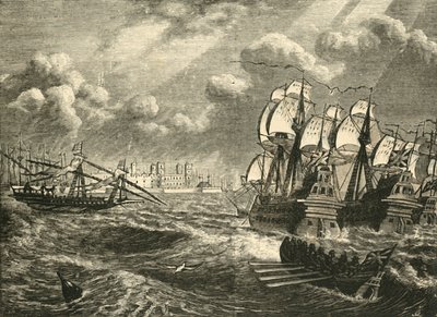 Az angol flotta Cadiz előtt, 1596, 1890. alkotó: Unbekannt