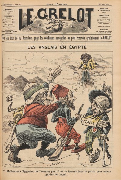 Az angolok Egyiptomban. Karikatúra a Le Grelot-ból, 1896. március 22., 1896. alkotó: Unbekannt