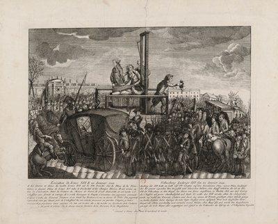 Lajos kivégzése a Place de la Revolutionon 1793. január 21-én, kb. 1793. alkotó: Unbekannt