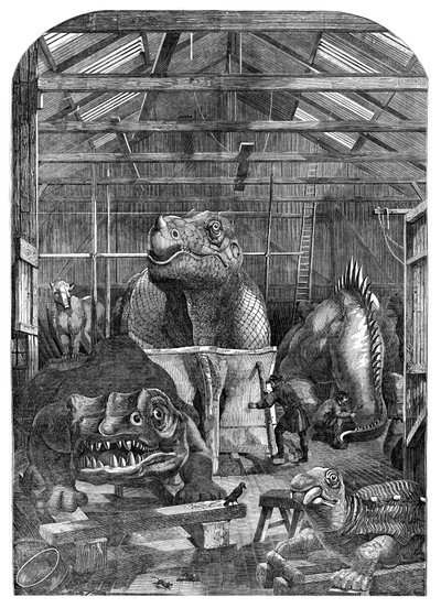 Az Extinct Animals modellszoba a Crystal Palace-ban, Sydenham, 1853 alkotó: Unbekannt