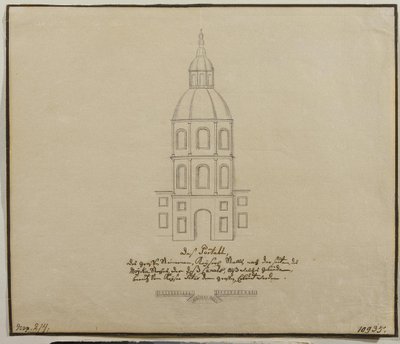 Az udvari istálló központi részének homlokzata a szentpétervári Moika rakparton, 1740-es évek alkotó: Unbekannt