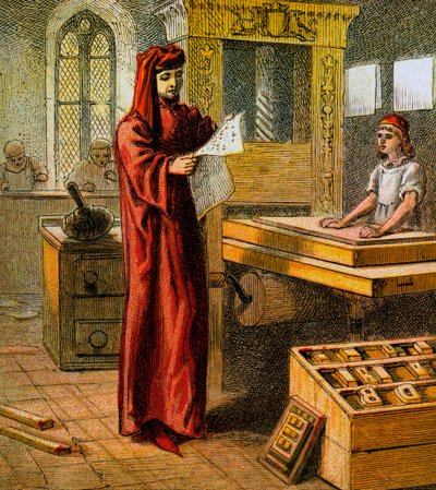 Az első angol nyomdász, 15. század, 1850 körül alkotó: Unbekannt