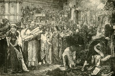 A firenzeiek lemondanak a hiúságokról Savonarola parancsára, 1890. alkotó: Unbekannt