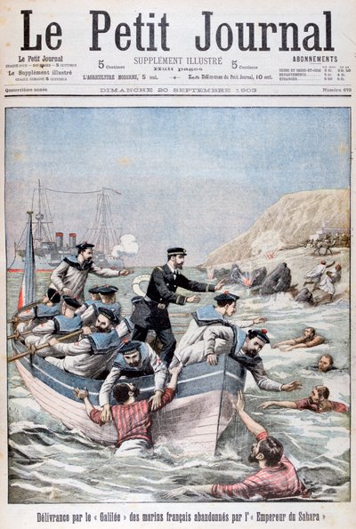 A francia Linois osztályú Galilee cirkáló francia tengerészeket ment meg, 1903 alkotó: Unbekannt