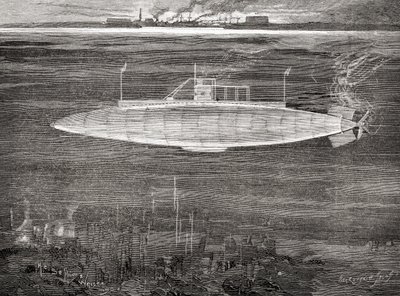 A francia haditengerészet Gustave Zédé tengeralattjárója, amelyet 1900-ban bocsátottak vízre. alkotó: Unbekannt