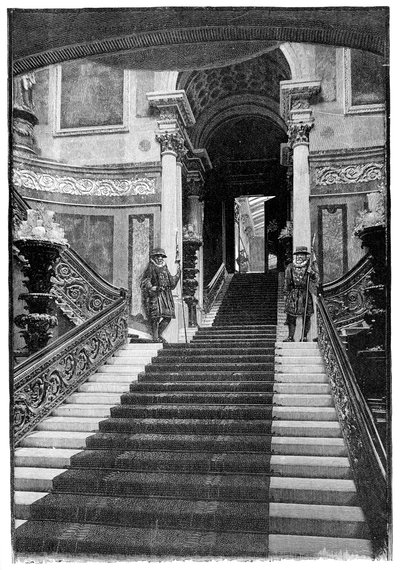 The Grand Staircase, Buckingham-palota, London, 1900 alkotó: Unbekannt