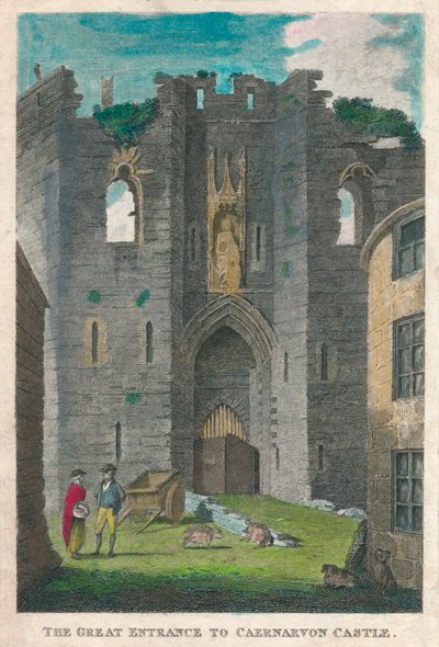 A Caernarvon-kastély nagy bejárata, 1808. alkotó: Unbekannt