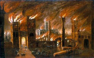 „A londoni nagy tűzvész, 1666”, c1675 alkotó: Unbekannt