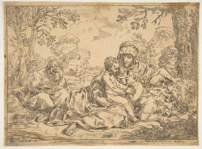 A Szent Család Keresztelő Szent Jánossal, Cantarini utáni példány, kb. 1639-1648 vagy utána. alkotó: Unbekannt