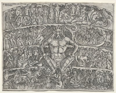 Az Inferno Dante szerint a pisai Campo Santo freskója után, 1400-as évek. alkotó: Unbekannt
