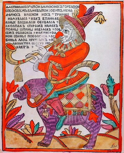A Jester Farnos a vörös orr, Lubok-nyomat, 18. század alkotó: Unbekannt