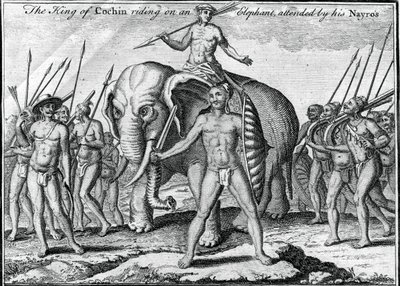 Cochin királya egy elefánton lovagol, a Nayros kíséretében, 1745 alkotó: Unbekannt