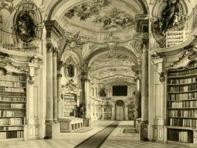 Könyvtár, Admont Abbey, Ausztria, 1935. alkotó: Unbekannt