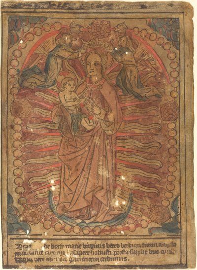 A Madonna és a gyermek rózsafüzérben, c. 1490. alkotó: Unbekannt