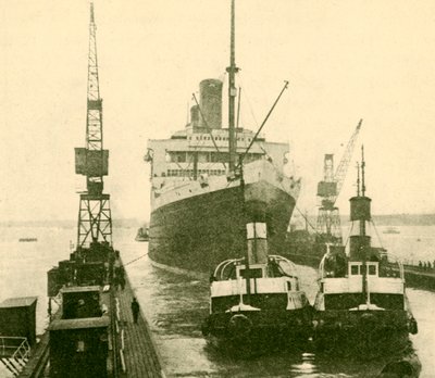A vontatók által vontatott Majestic belépő szárazdokk, 1930. alkotó: Unbekannt