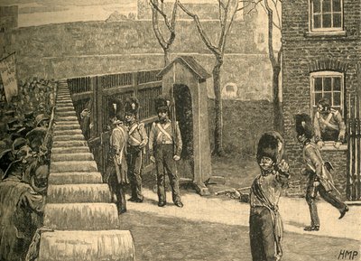 Spenceans tömege a londoni Towert idézve, 1816 c1890. alkotó: Unbekannt