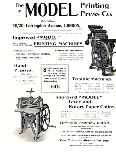 The Model Printing Press Co., 1910 alkotó: Unbekannt