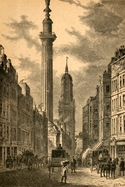 Az emlékmű és a Szent Magnus-templom, 1800 körül, 1897. alkotó: Unbekannt