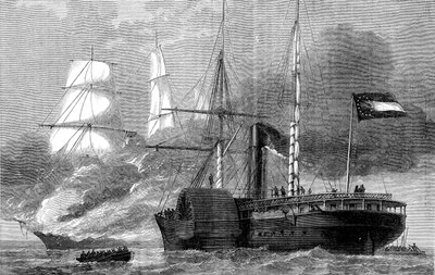 A Nashville elpusztított egy szövetségi kereskedőt, amerikai polgárháború, 1861-1862 c1880 alkotó: Unbekannt