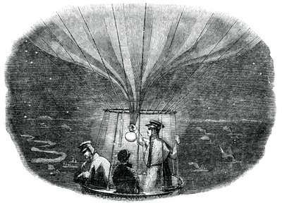 A Nassau léggömb éjjel áthaladt Liege felett, 1836, 1886 alkotó: Unbekannt