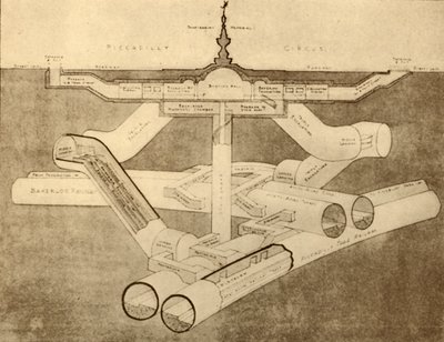 Az új Piccadilly Circus metróállomás, 1930. alkotó: Unbekannt