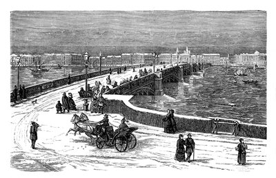 Nicolai híd a Néva folyón, Szentpétervár, Oroszország, 1888 alkotó: Unbekannt