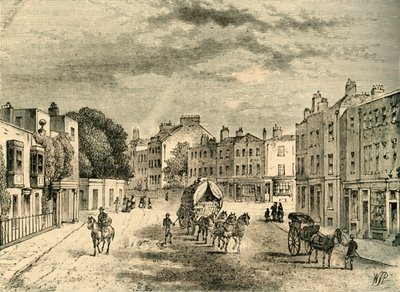 Vauxhall régi faluja, a kertek bejáratával, 1825-ben, 1878 körül. alkotó: Unbekannt