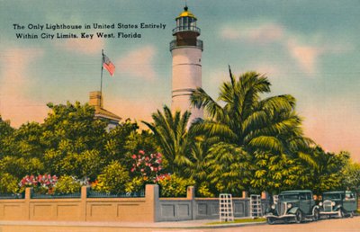 Az egyetlen világítótorony az Egyesült Államokban, teljes mértékben a város határain belül, Key West, Florida, 1940-es évek alkotó: Unbekannt