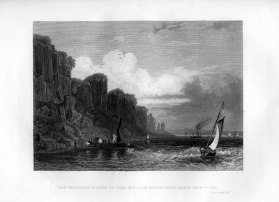 A Palisade Rocks a Hudson folyón, Ciszjordánia, New York, 1855 alkotó: Unbekannt