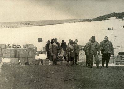 A parti, amely feljutott az Erebus-hegyre, elhagyva a kunyhót, 1908, 1909. alkotó: Unbekannt