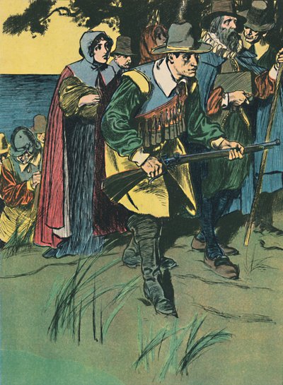 A zarándokatyák belépve az új világba, c1907 alkotó: Unbekannt
