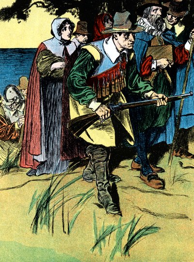 A zarándok atyák Amerikába érkezésük után, 1620 c1900 alkotó: Unbekannt