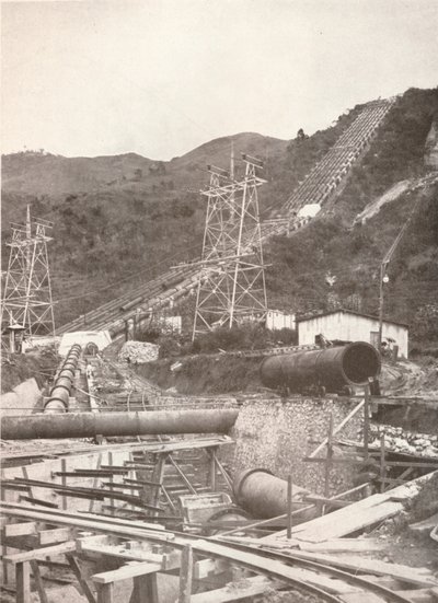 The Pipes at Ribeirao das Lajes: Rio Light and Power Works, 1914 alkotó: Unbekannt