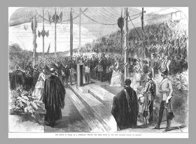 A walesi herceg a vezető követ a Readingi Új Gimnáziumban, 1870 alkotó: Unbekannt