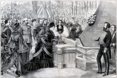 A walesi hercegnő vízre bocsátja az új vaskalapácsos Alexandra hajót, 1875 alkotó: Unbekannt